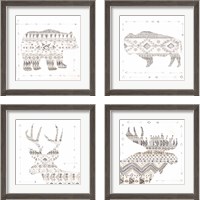 Framed 'Patterned Forest Animal 4 Piece Framed Art Print Set' border=