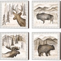 Framed 'Forest Animal 4 Piece Canvas Print Set' border=