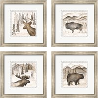 Framed Forest Animal 4 Piece Framed Art Print Set