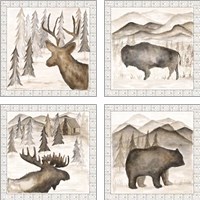 Framed Forest Animal 4 Piece Art Print Set