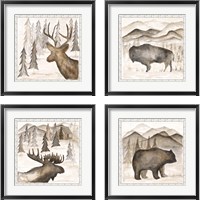 Framed 'Forest Animal 4 Piece Framed Art Print Set' border=