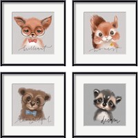 Framed 'Inspirational Animals 4 Piece Framed Art Print Set' border=