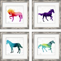 Framed 'Horse 4 Piece Framed Art Print Set' border=