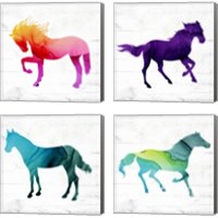 Framed 'Horse 4 Piece Canvas Print Set' border=