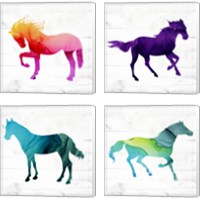 Framed 'Horse 4 Piece Canvas Print Set' border=