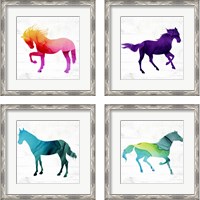 Framed 'Horse 4 Piece Framed Art Print Set' border=