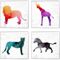 Framed 'Safari Animal 4 Piece Canvas Print Set' border=