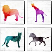 Framed 'Safari Animal 4 Piece Canvas Print Set' border=