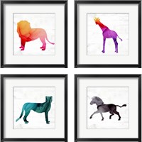 Framed 'Safari Animal 4 Piece Framed Art Print Set' border=