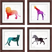 Framed 'Safari Animal 4 Piece Framed Art Print Set' border=
