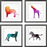 Framed Safari Animal 4 Piece Framed Art Print Set