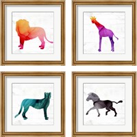 Framed 'Safari Animal 4 Piece Framed Art Print Set' border=