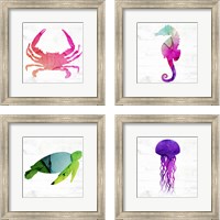 Framed Crab & Friends 4 Piece Framed Art Print Set