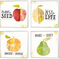 Framed 'Inspirational Fruit 4 Piece Canvas Print Set' border=