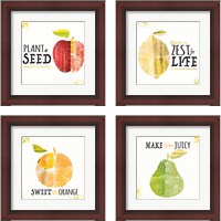 Framed 'Inspirational Fruit 4 Piece Framed Art Print Set' border=