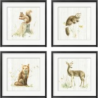 Framed 'Meadows Edge on Wood 4 Piece Framed Art Print Set' border=