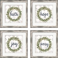 Framed 'Faith Eucalyptus Wreath 4 Piece Framed Art Print Set' border=