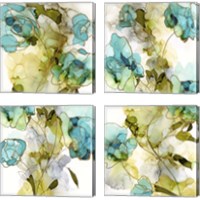 Framed 'Flower Facets 4 Piece Canvas Print Set' border=