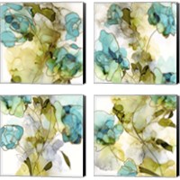 Framed 'Flower Facets 4 Piece Canvas Print Set' border=