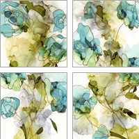 Framed Flower Facets 4 Piece Art Print Set