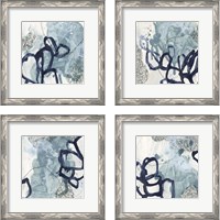 Framed 'Blue Slate 4 Piece Framed Art Print Set' border=
