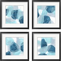 Framed 'Blue Trance 4 Piece Framed Art Print Set' border=