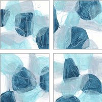 Framed 'Blue Trance 4 Piece Art Print Set' border=