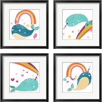 Framed Happy Narwals 4 Piece Framed Art Print Set