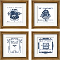 Framed Indigo Wine Labels 4 Piece Framed Art Print Set