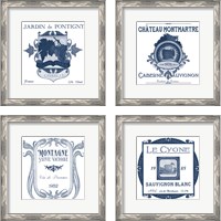 Framed 'Indigo Wine Labels 4 Piece Framed Art Print Set' border=