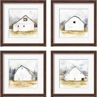 Framed 'White Barn Watercolor 4 Piece Framed Art Print Set' border=