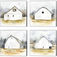 Framed White Barn Watercolor 4 Piece Canvas Print Set