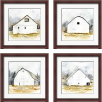 Framed White Barn Watercolor 4 Piece Framed Art Print Set