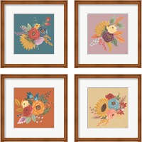 Framed 'Harvest Garden Flowers 4 Piece Framed Art Print Set' border=