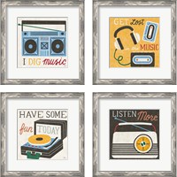 Framed 'Retro Desktop 4 Piece Framed Art Print Set' border=