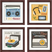 Framed 'Retro Desktop 4 Piece Framed Art Print Set' border=