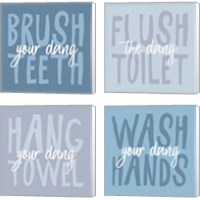 Framed 'Bathroom Advice 4 Piece Canvas Print Set' border=