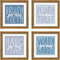 Framed 'Bathroom Advice 4 Piece Framed Art Print Set' border=