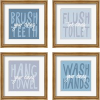 Framed 'Bathroom Advice 4 Piece Framed Art Print Set' border=