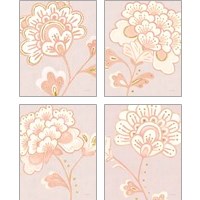 Framed Flora Chinoiserie Textured Terra 4 Piece Art Print Set