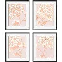 Framed 'Flora Chinoiserie Textured Terra 4 Piece Framed Art Print Set' border=