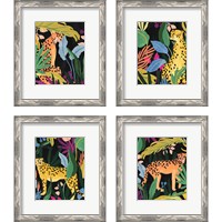 Framed 'Cheetah Kingdom 4 Piece Framed Art Print Set' border=