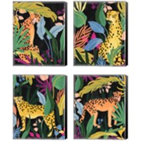 Framed 'Cheetah Kingdom 4 Piece Canvas Print Set' border=