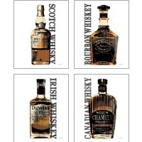 Framed Bourbon Whiskey 4 Piece Art Print Set