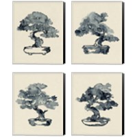 Framed Indigo Bonsai 4 Piece Canvas Print Set