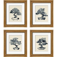 Framed 'Indigo Bonsai 4 Piece Framed Art Print Set' border=