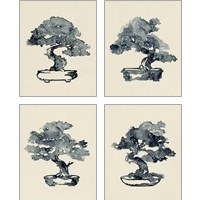 Framed 'Indigo Bonsai 4 Piece Art Print Set' border=