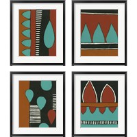 Framed Rust & Teal Patterns 4 Piece Framed Art Print Set