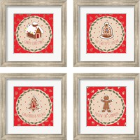 Framed 'Sweet Christmas 4 Piece Framed Art Print Set' border=