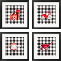 Framed 'Fun Farm Icon 4 Piece Framed Art Print Set' border=